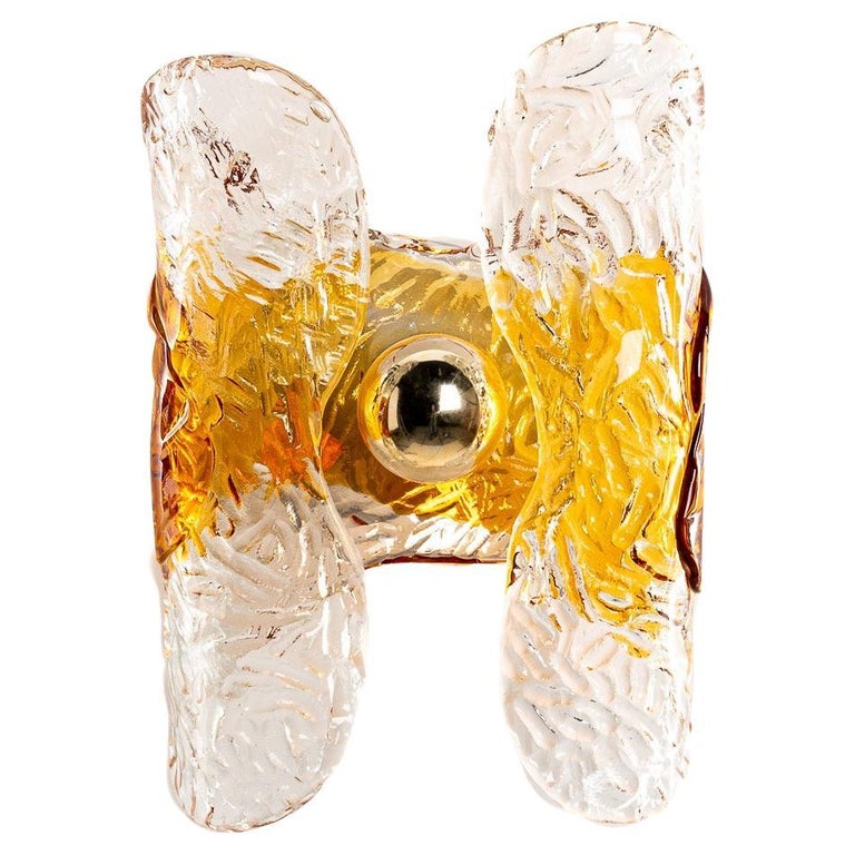 1970's Chrome and Glass Wall Light Attributed to Mazzega For Sale at