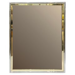Miroir mural en verre fumé plaqué or chromé des années 1970, style Hollywood Regency, Zevi