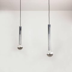 1970s Chrome hanging Lights Glass Bulb by Motoko Ishi for Staff Lights, Germany