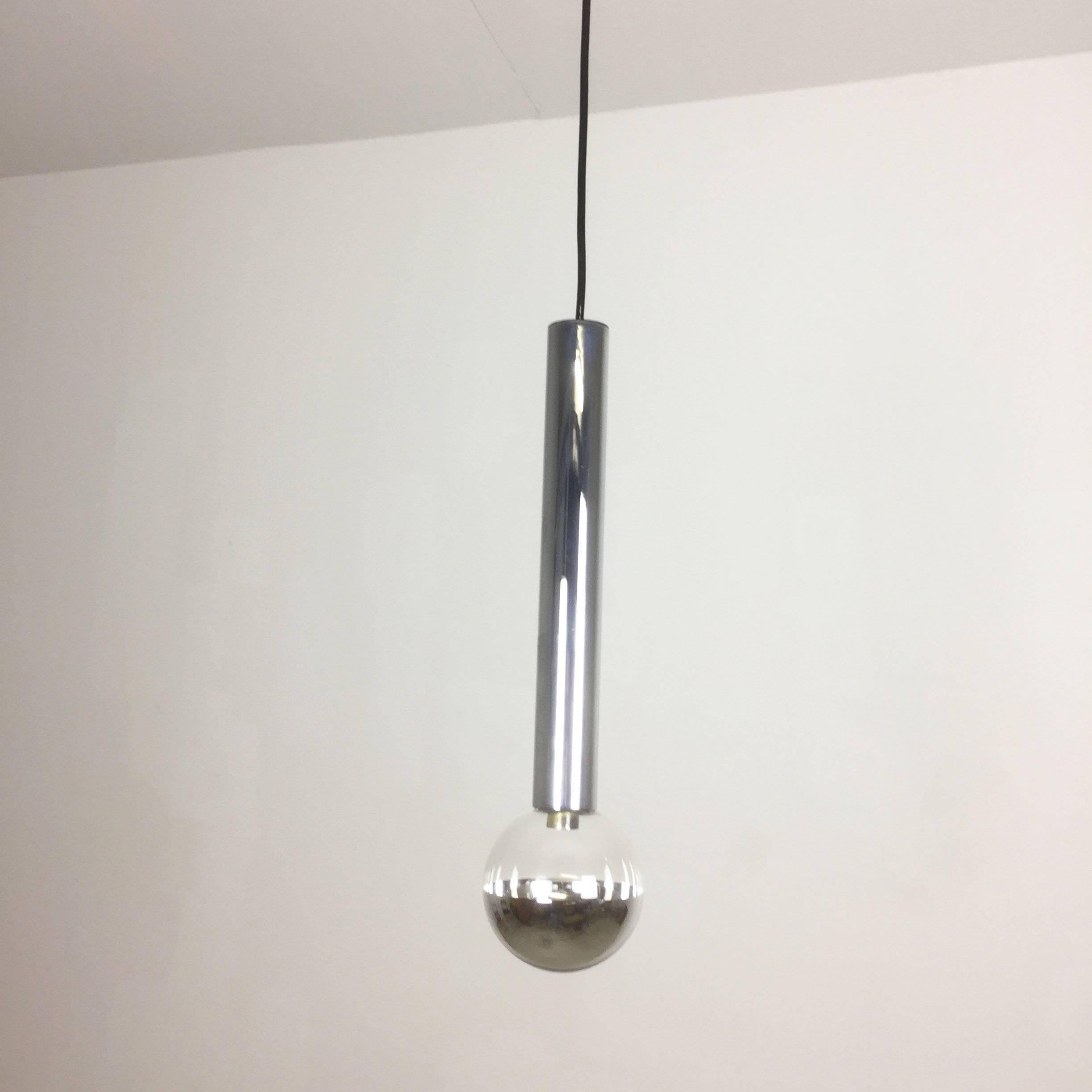 Mid-Century Modern 1970s Chrome hanging Lights Glass Bulb by Motoko Ishi for Staff Lights, Germany For Sale