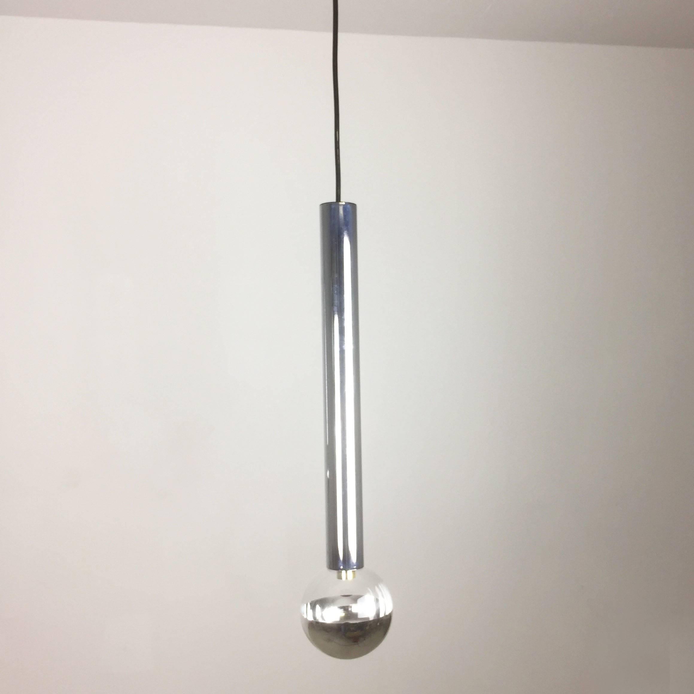 1970s Chrome hanging Lights Glass Bulb by Motoko Ishi for Staff Lights, Germany In Good Condition For Sale In Kirchlengern, DE