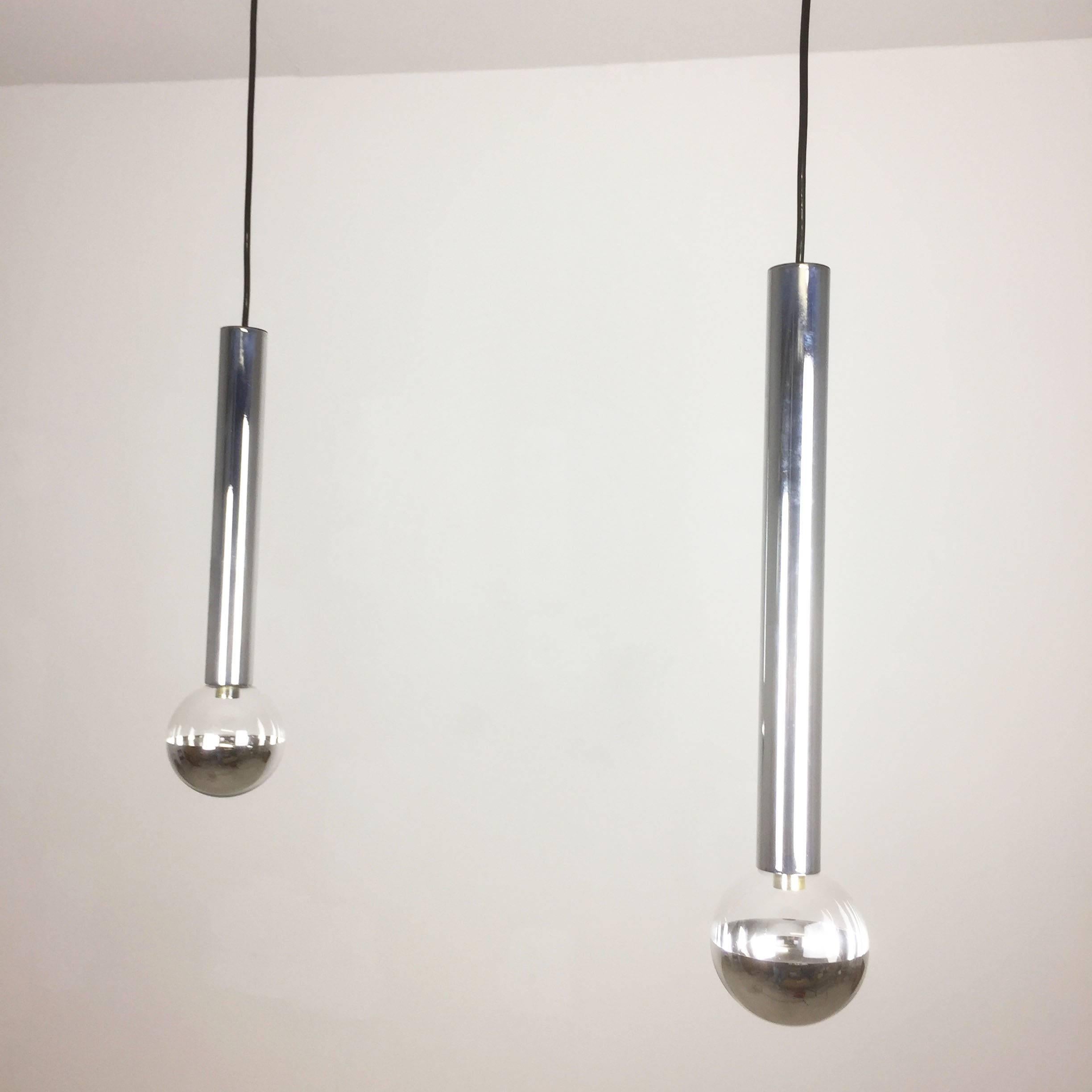 1970s Chrome hanging Lights Glass Bulb by Motoko Ishi for Staff Lights, Germany For Sale 3