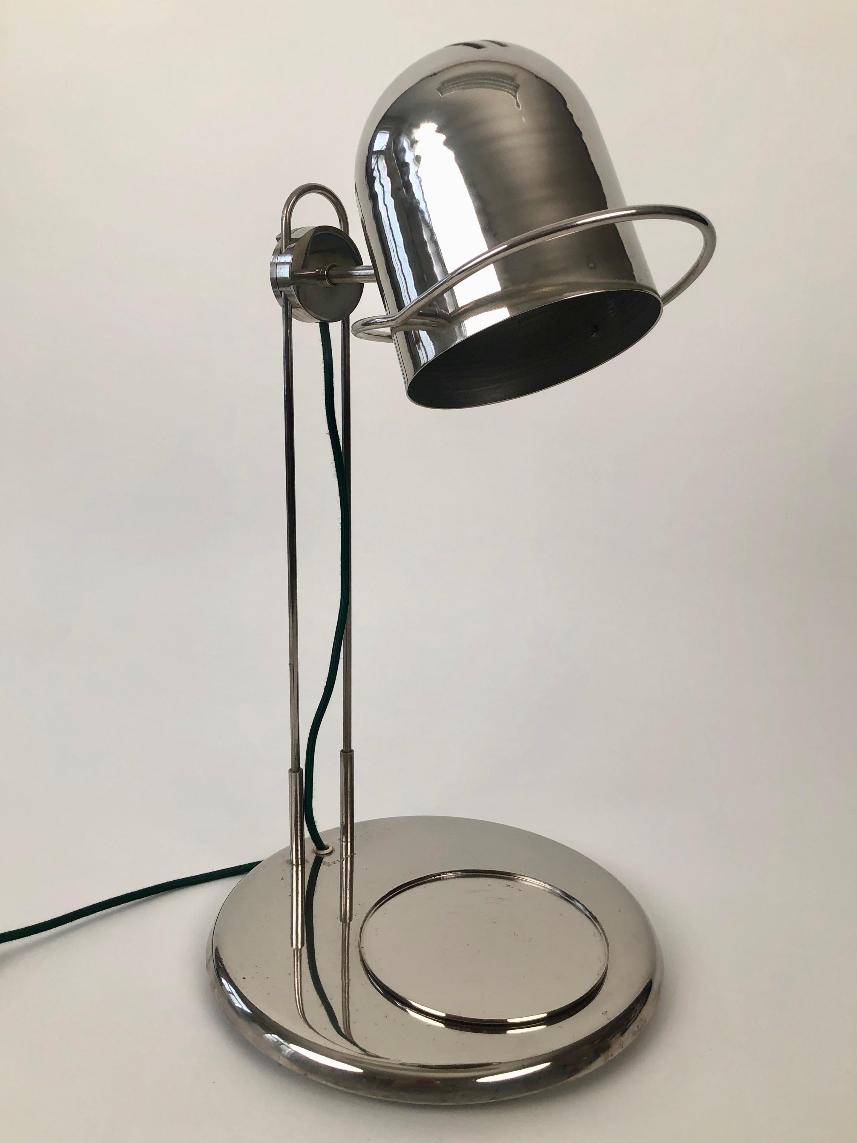 1970's, Chrome, Industrial Table Lamp from Helago, Czech Republic In Good Condition For Sale In Vienna, Austria