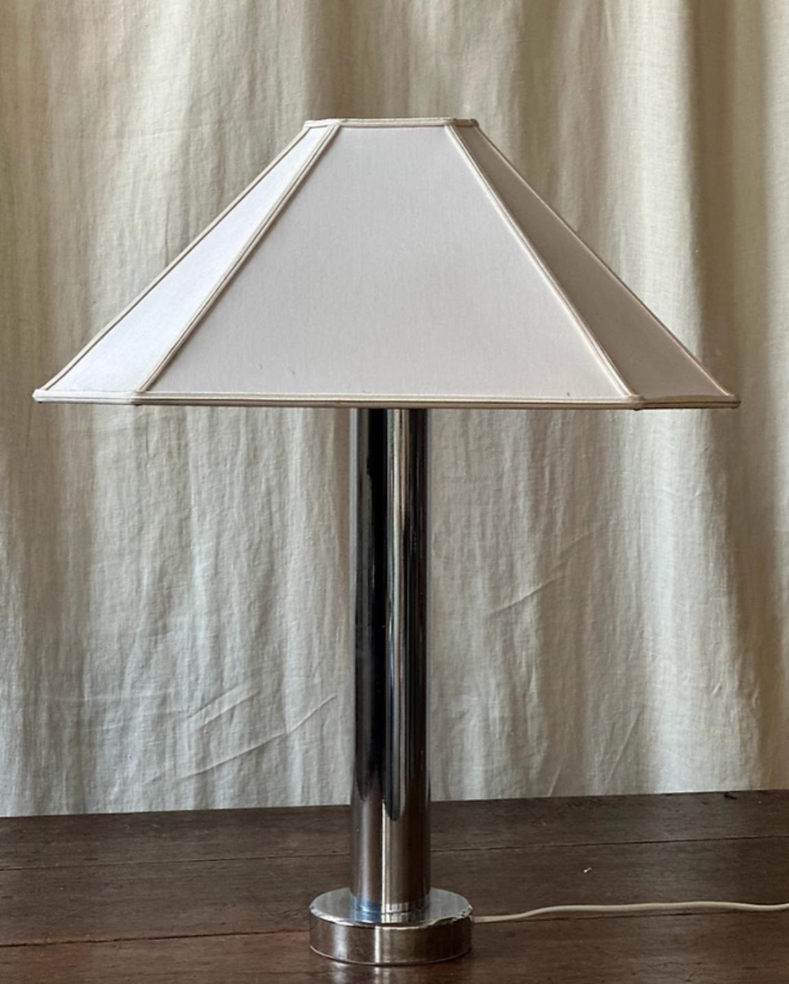 Late 20th Century 1970s Chrome Lamp & Shade, Lamp by Kosta Elarmatur