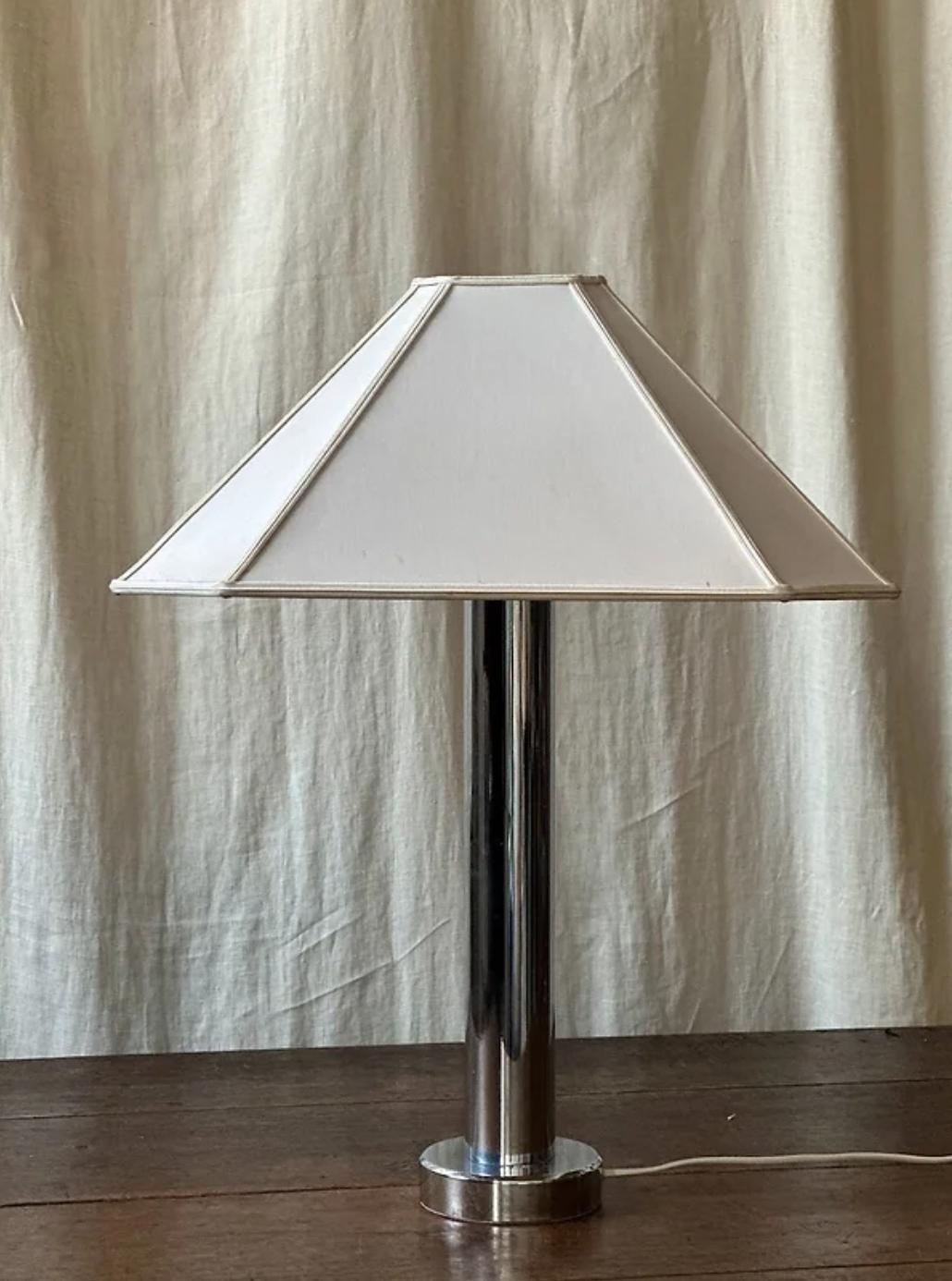 1970s Chrome Lamp & Shade, Lamp by Kosta Elarmatur 1