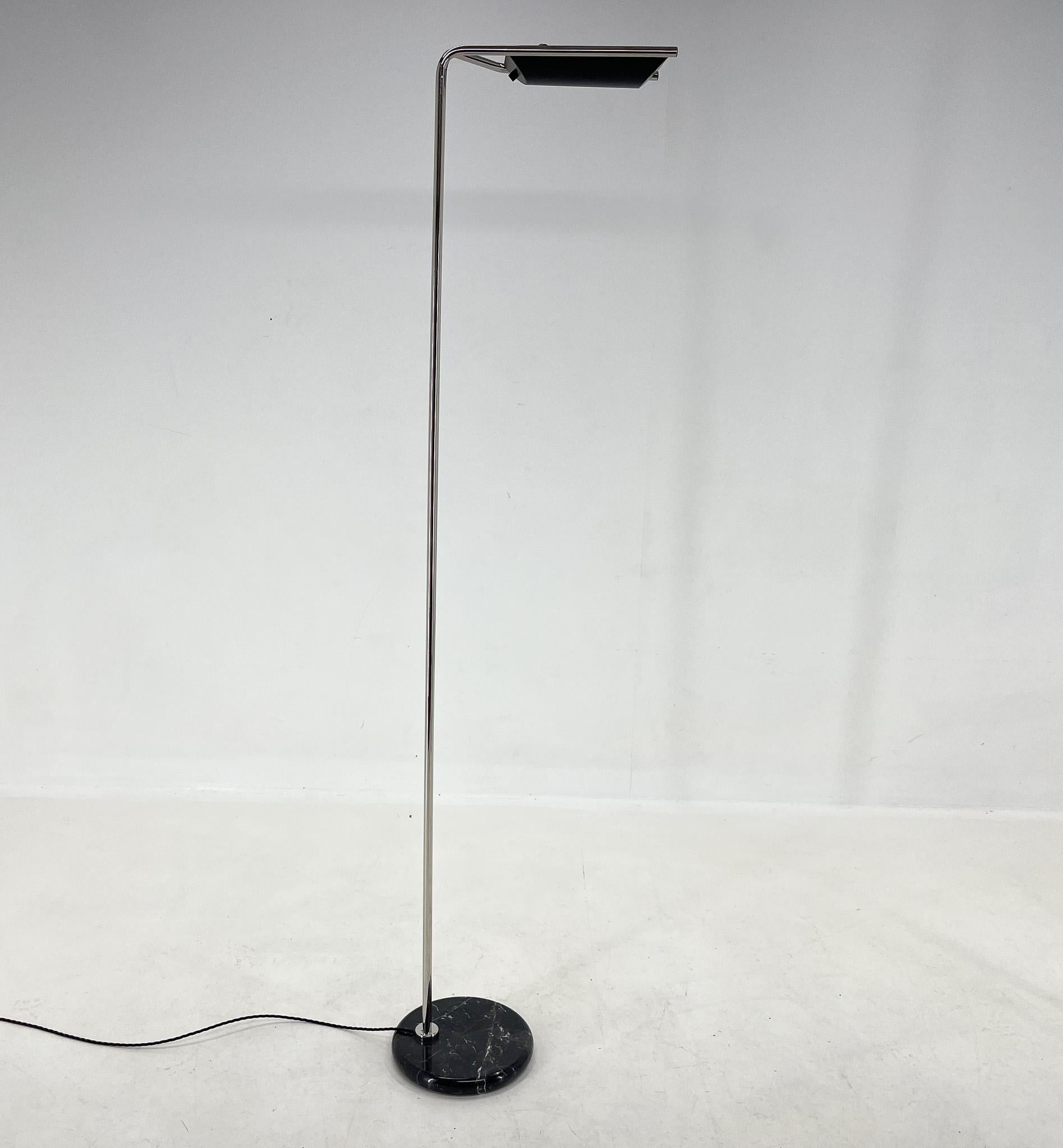 Mid-Century Modern 1970's Chrome & Marble Floor Lamp by Bruno Gecchelin for Guzzini, Italy For Sale