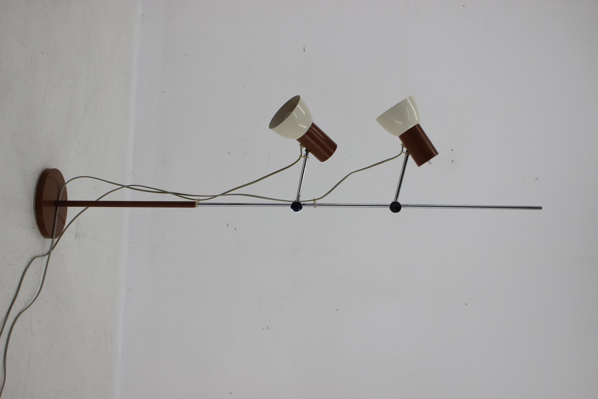Mid-Century Modern 1970s Chrome & Metal Adjustable Floor Lamp, Czechoslovakia For Sale