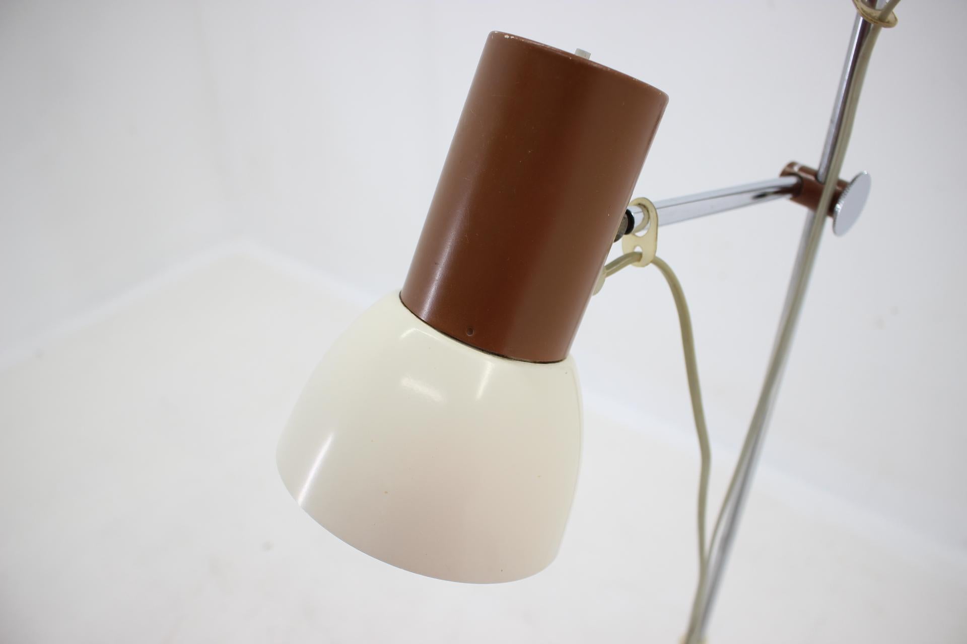 20th Century 1970s Chrome & Metal Adjustable Floor Lamp, Czechoslovakia For Sale