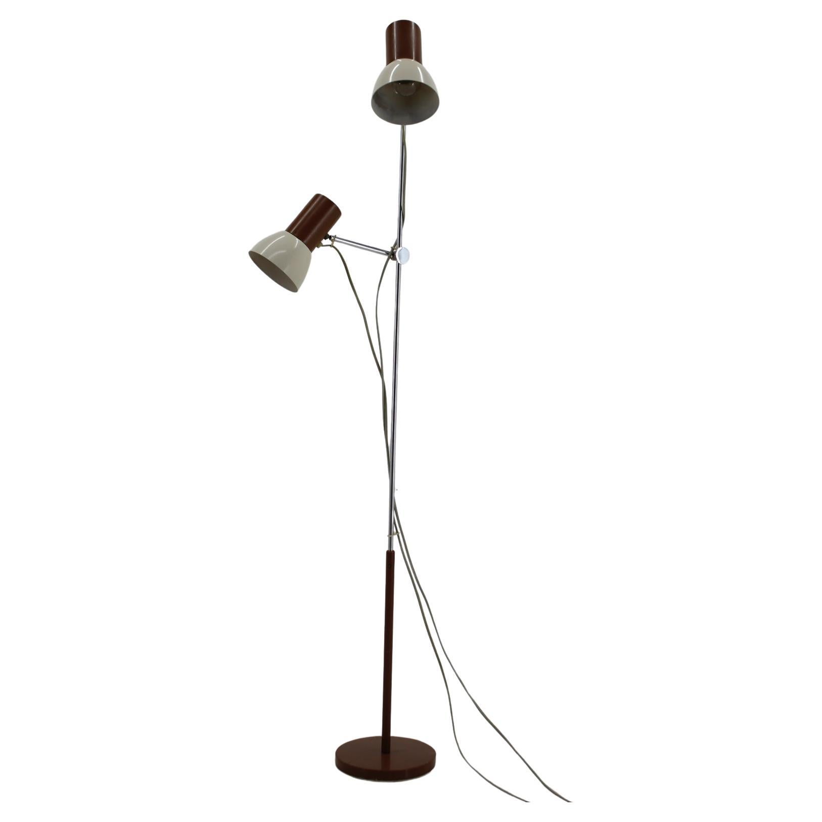 1970s Chrome & Metal Adjustable Floor Lamp, Czechoslovakia