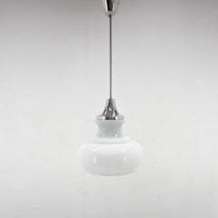 1970 Chrome & Milk Glass Suspension Light, Tchécoslovaquie