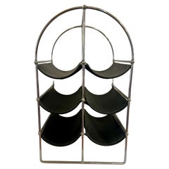1970's Chrome & Naugahyde 6 Bottle capacity Wine Rack Holder Space Age