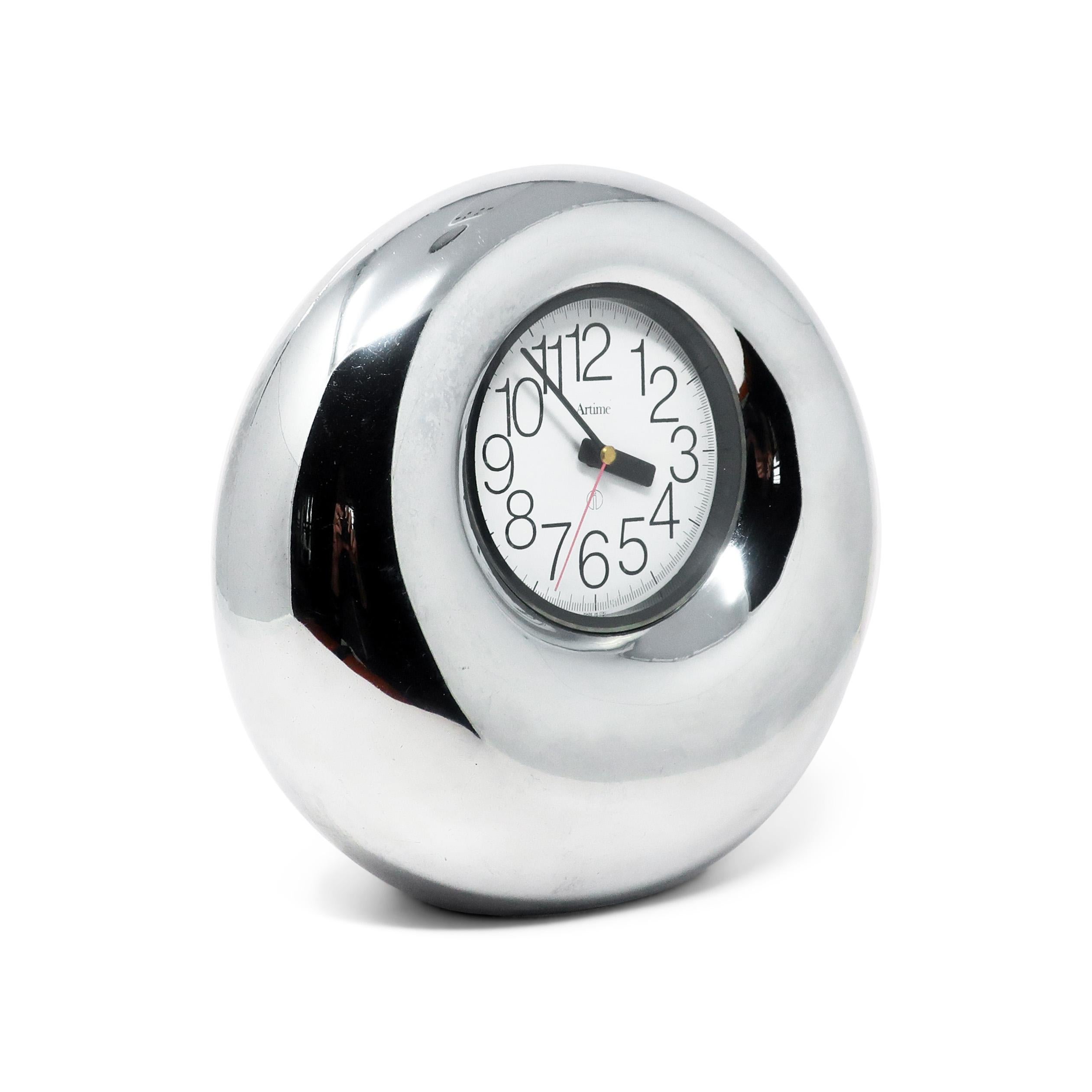 Postmoderne Horloge gommo en plastique chromé des années 1970 par Bruno Ponzio pour Artime en vente