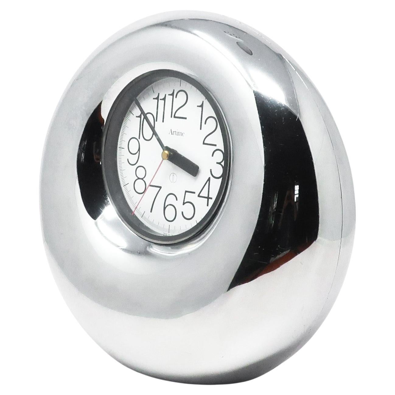 Horloge gommo en plastique chromé des années 1970 par Bruno Ponzio pour Artime