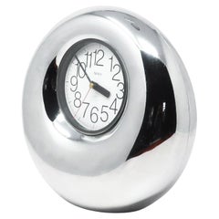 Vintage 1970s Chrome Plastic Gommo Clock by Bruno Ponzio for Artime 