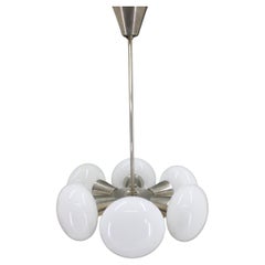 Vintage 1970s Chrome Plated  6-Flamming Chandelier "Sputnik" , Czechoslovakia