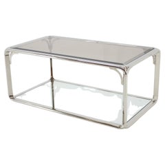 1970s Chrome plated and Glass Coffee Table, Italy