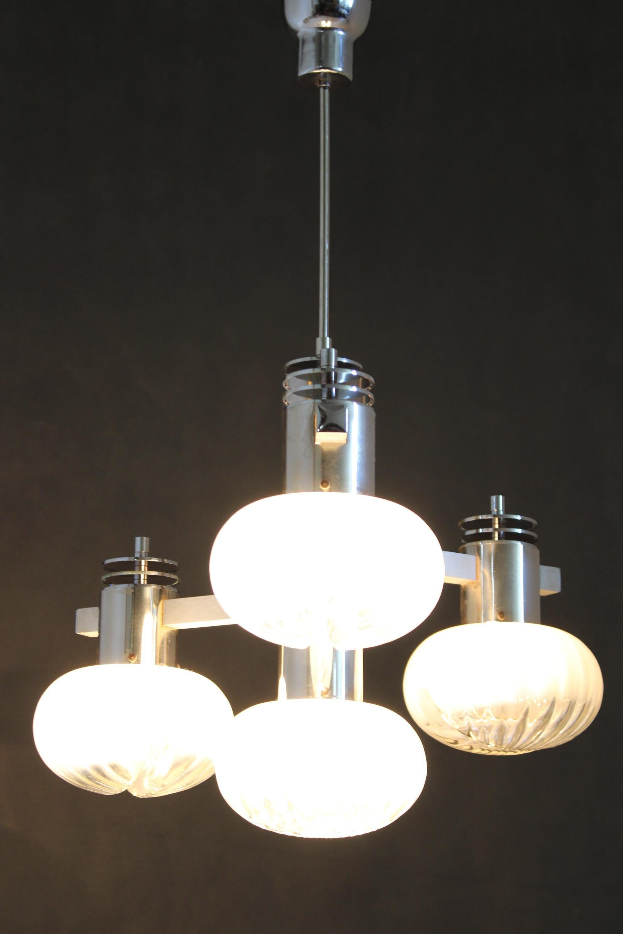 1970s Chrome Plated Chandelier with Murano Glass , Italy For Sale 6