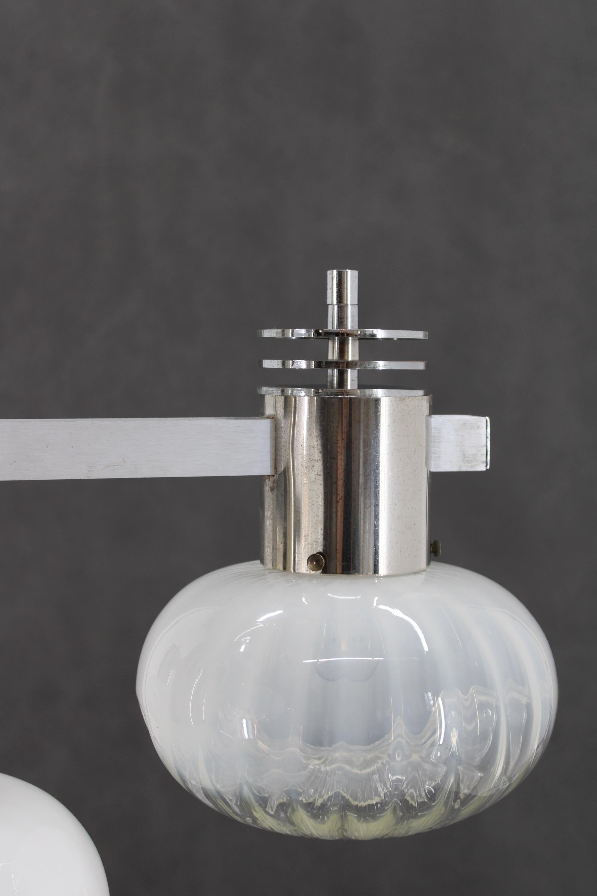 1970s Chrome Plated Chandelier with Murano Glass , Italy In Good Condition For Sale In Praha, CZ