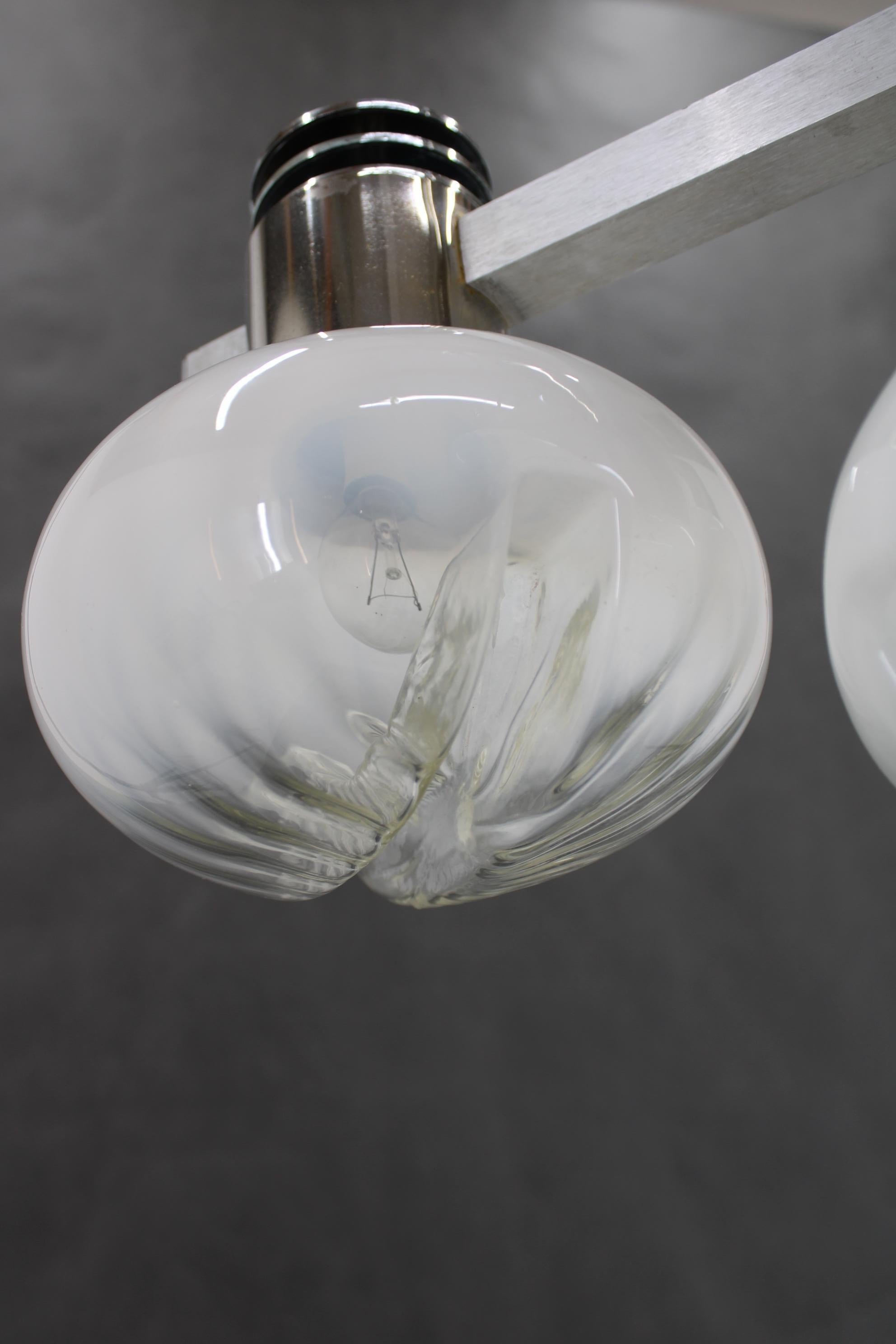 1970s Chrome Plated Chandelier with Murano Glass , Italy For Sale 1