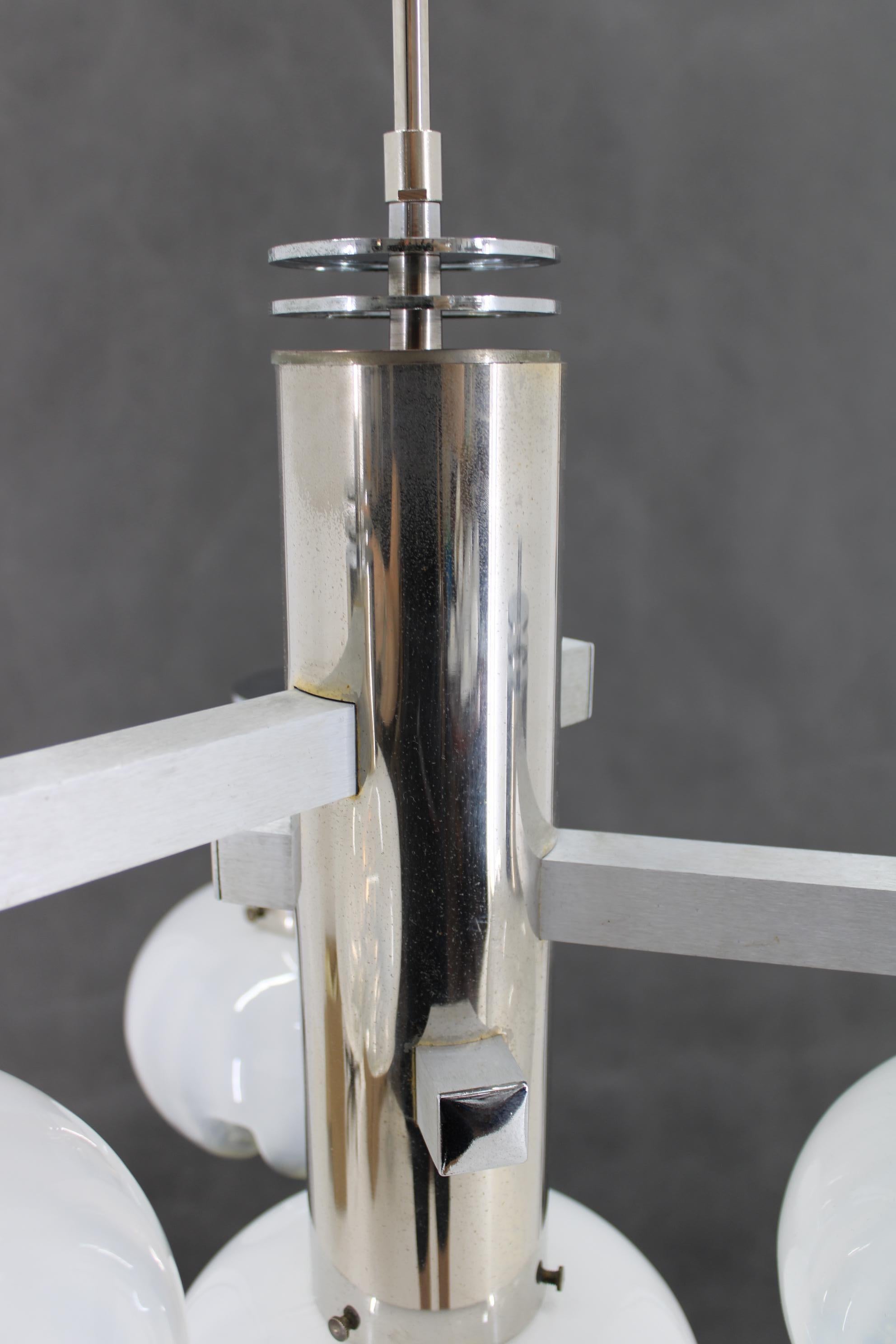 1970s Chrome Plated Chandelier with Murano Glass , Italy For Sale 2