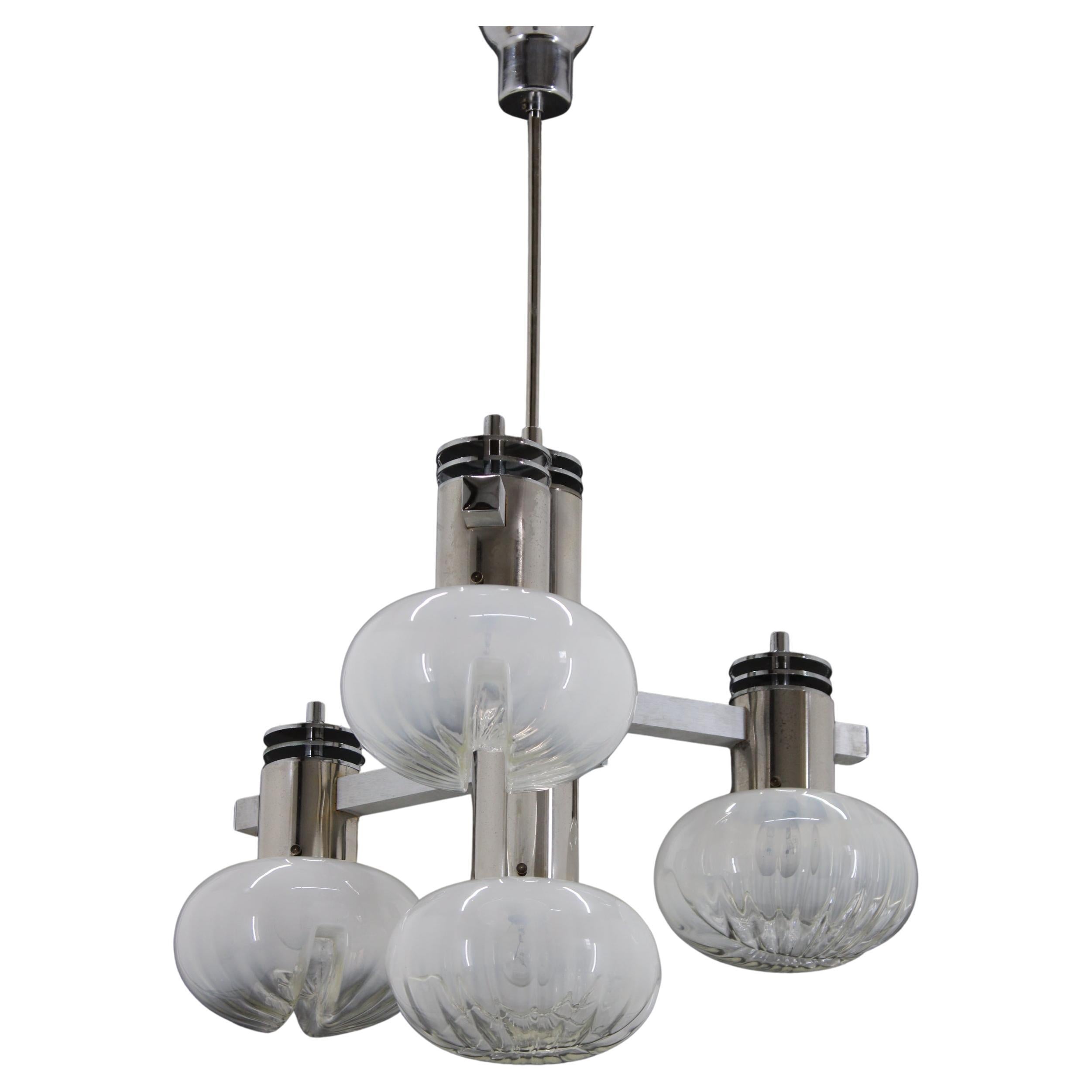 Lustre des années 1970 avec verre de Murano
