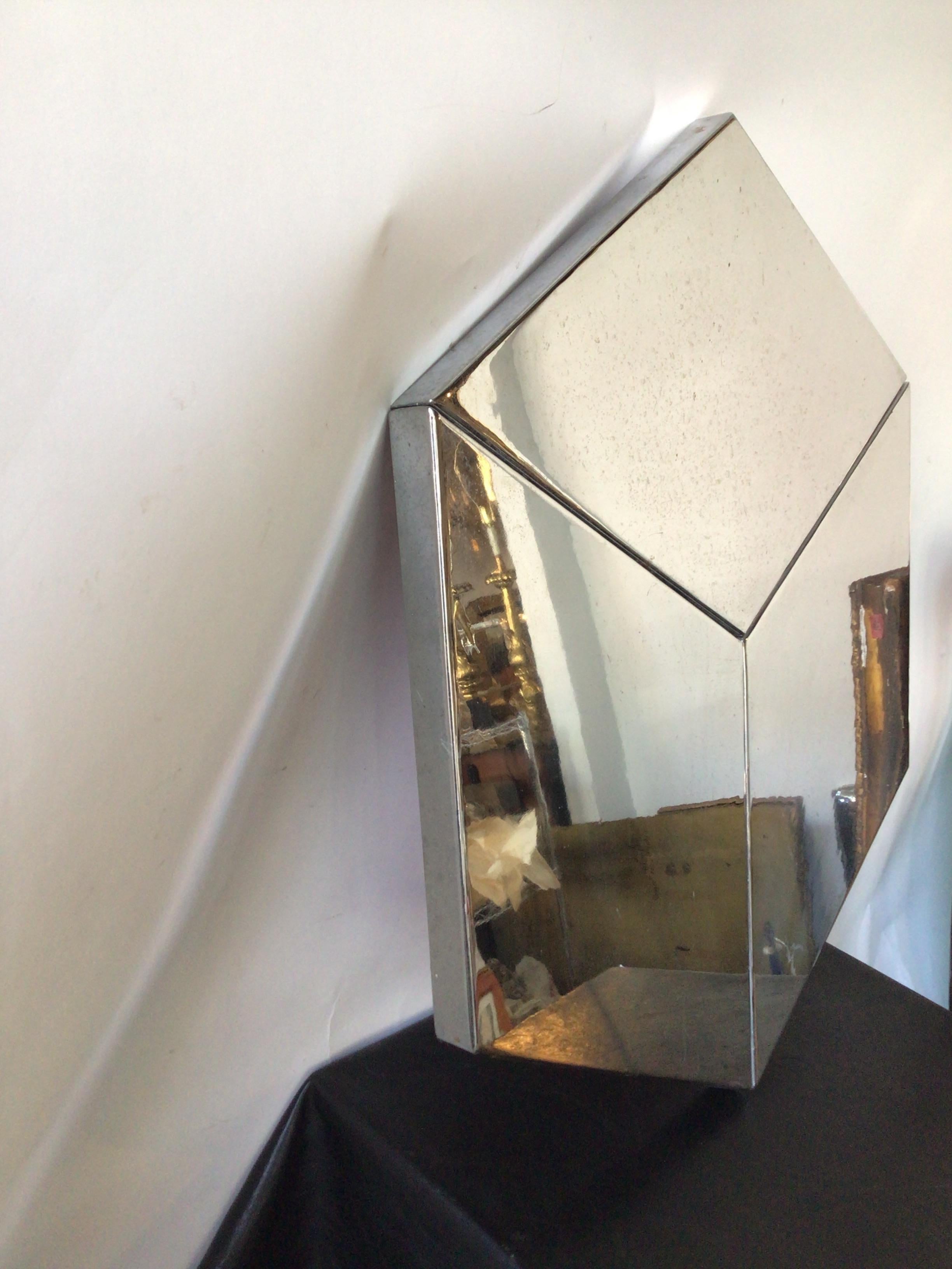 Late 20th Century 1970s Chrome Plated Steel Hexagon Wall Sculpture