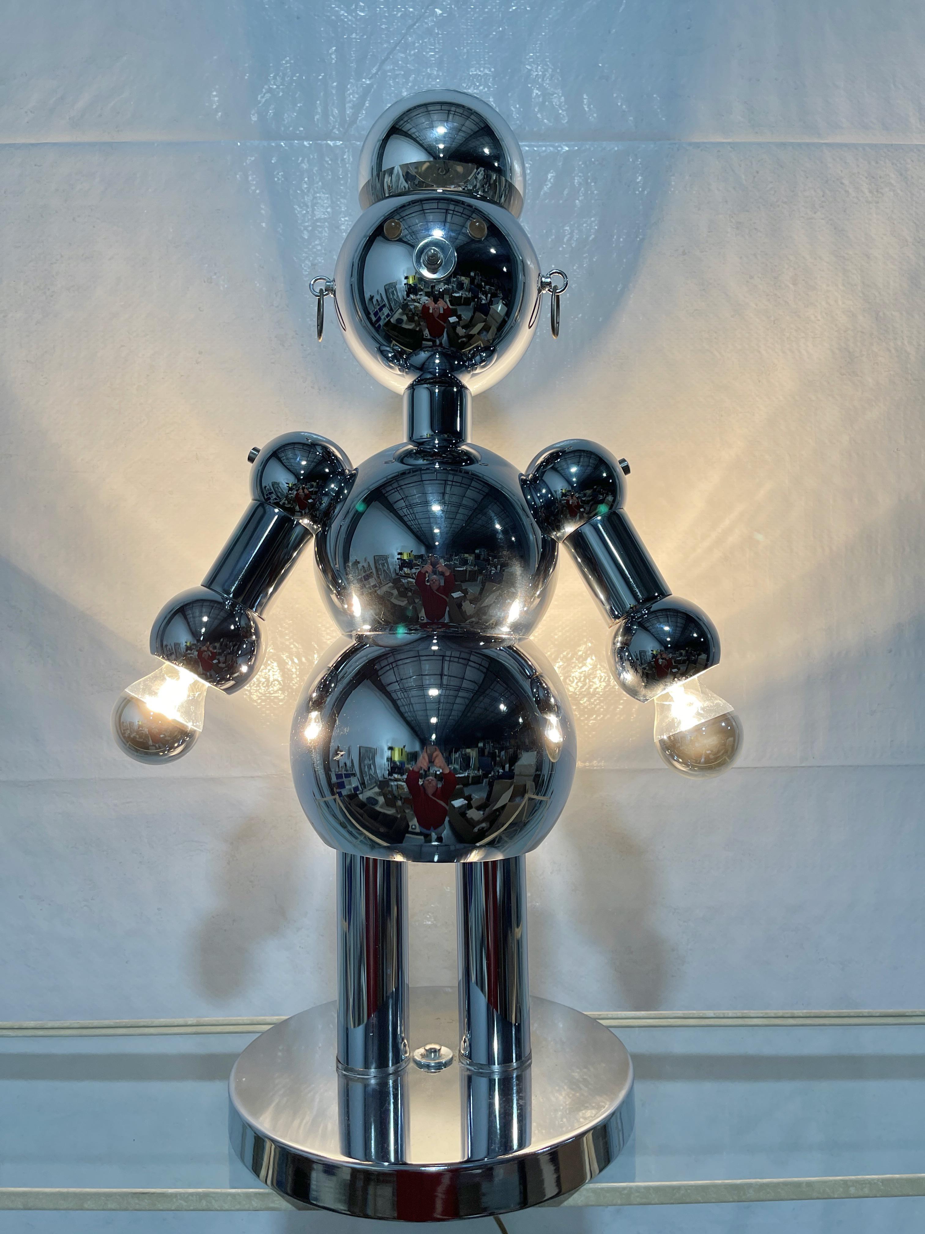 Lampe Robot chromée des années 1970 par Torino Lamps Bon état - En vente à Hanover, MA