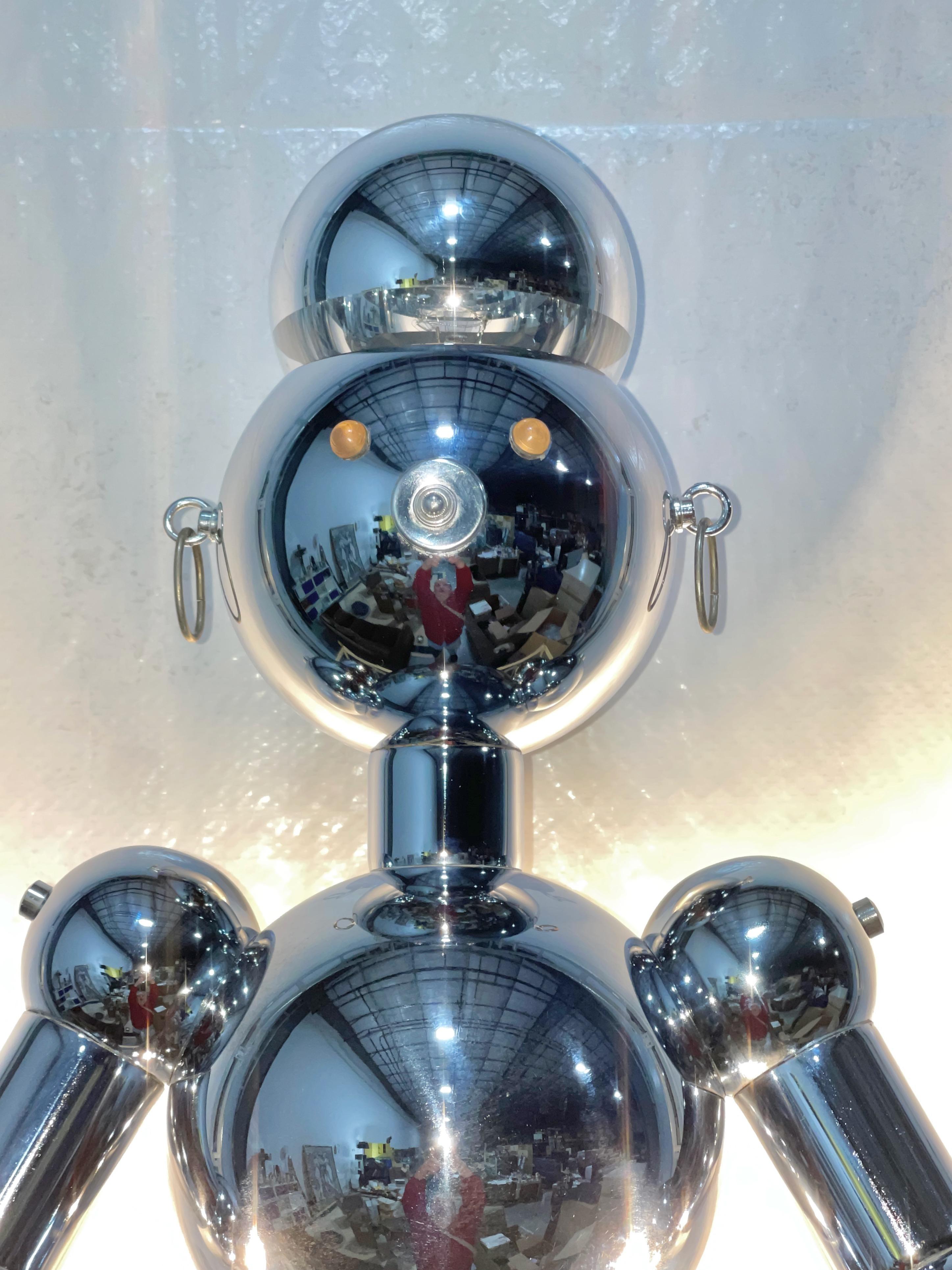 Acier Lampe Robot chromée des années 1970 par Torino Lamps en vente