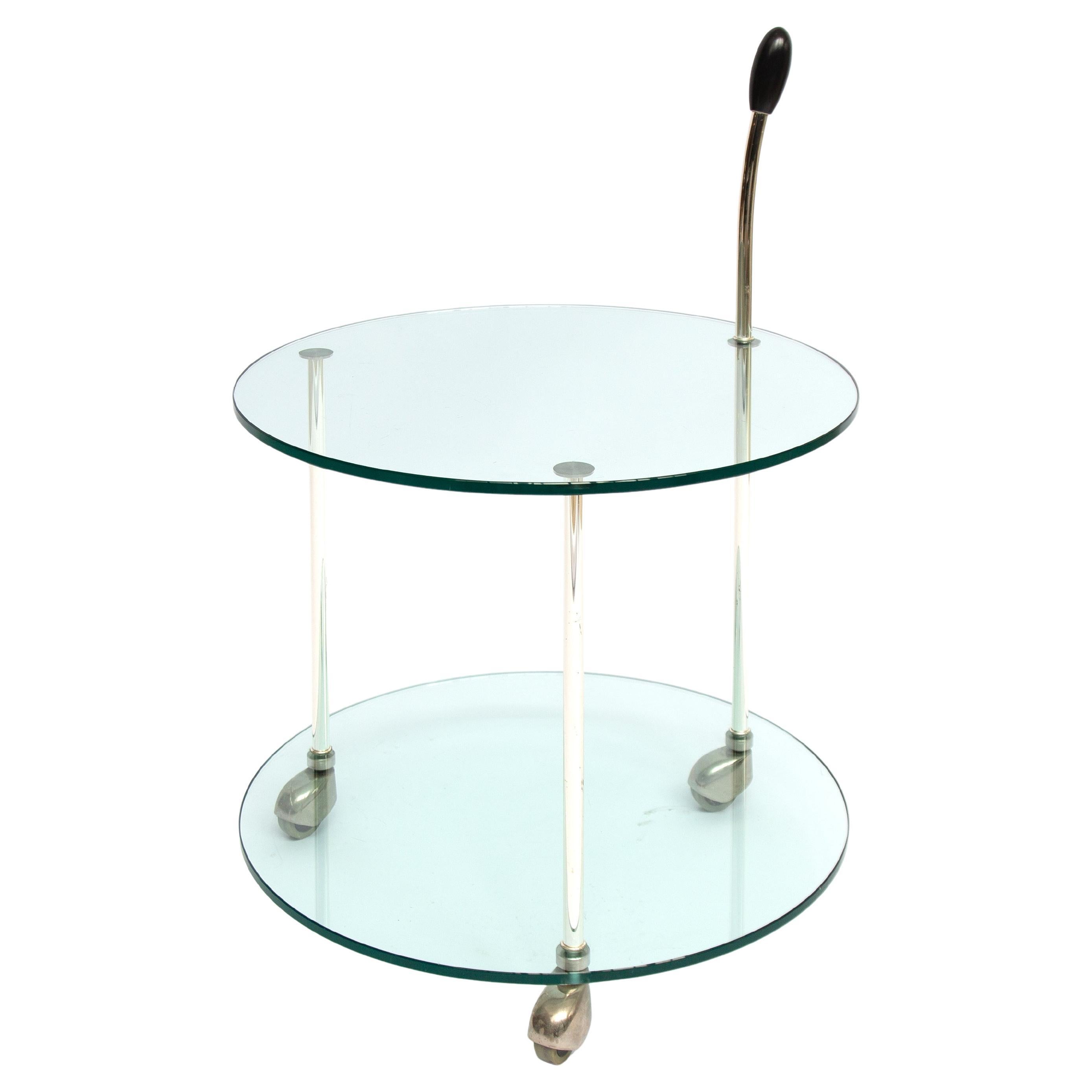 1970s Chrome Round Cocktail Bar Cart For Sale