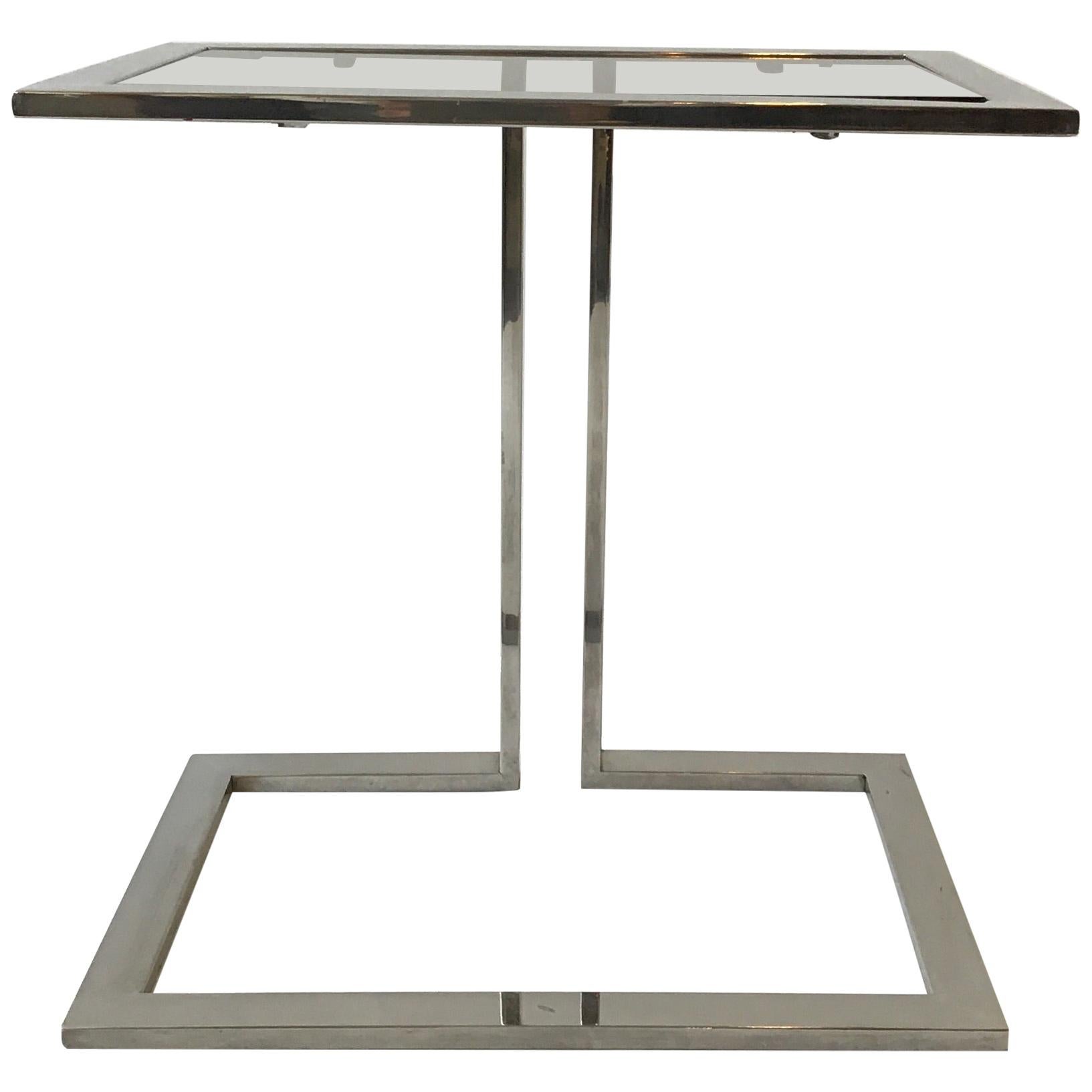 Art Deco Stone, Chrome, and Glass Swan Form Side Table Made in Italy