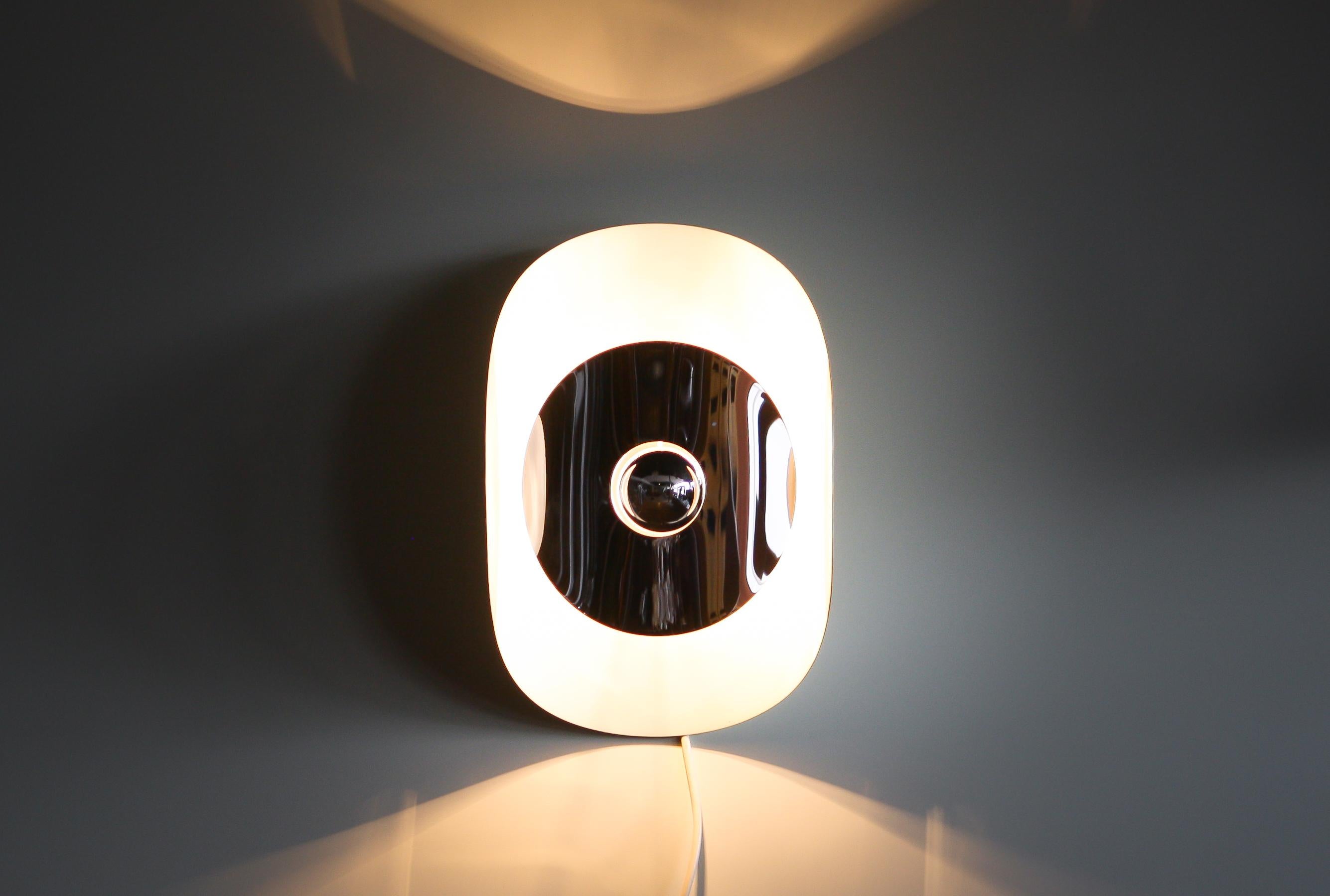 Plated 1970s, Chrome Steel Wall Light by Brevettato, Italy