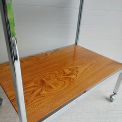 1970s Chrome & Teak side Table Drinks Trolley by Howard Miller
