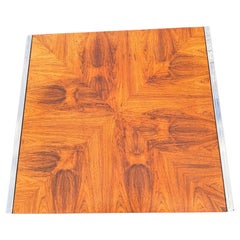 1970s Chrome & Wood Coffee Table in the Style Milo Baughman