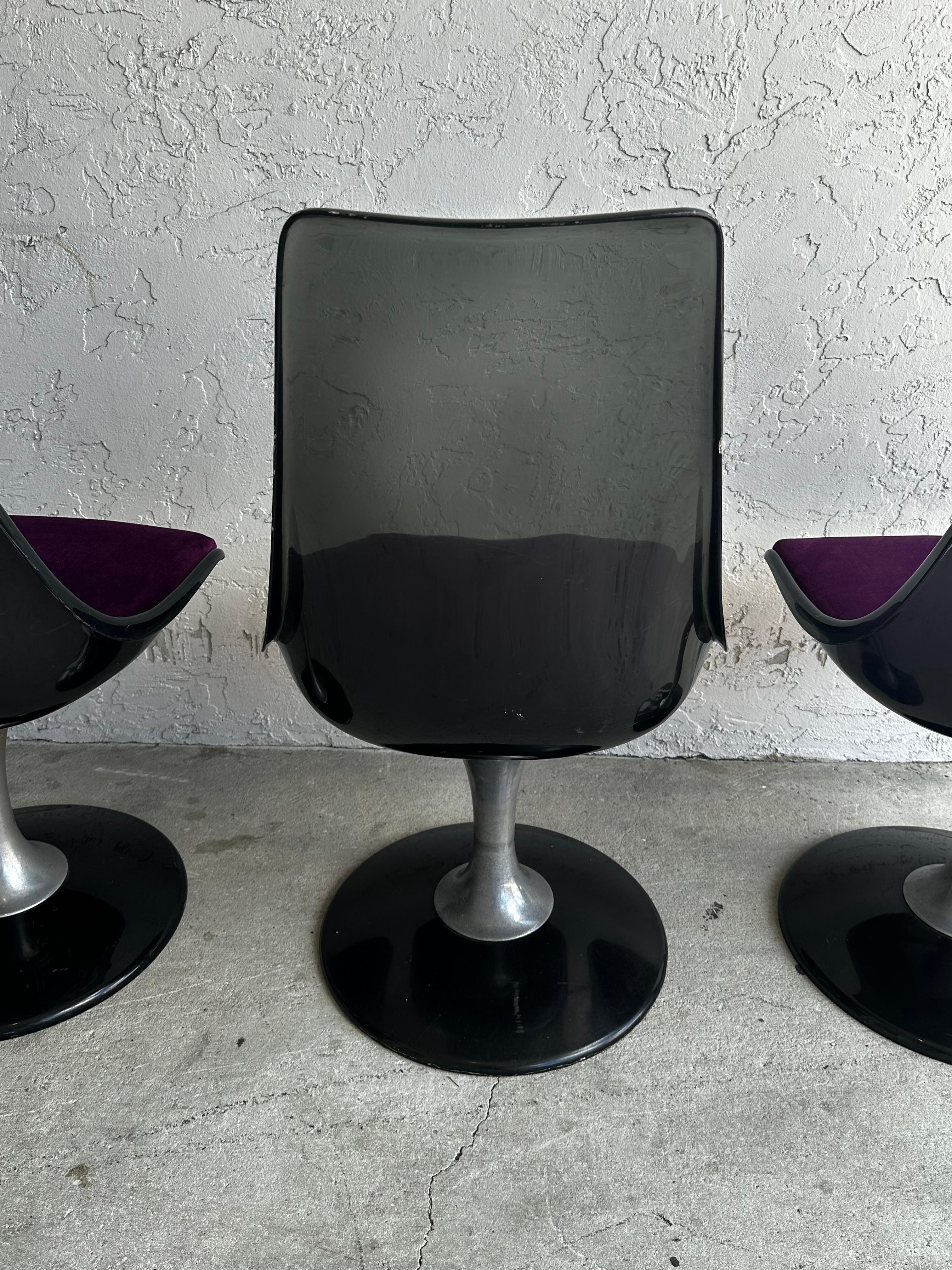 1970s Chromecraft Smoked Lucite Tulip Chairs Dining Table, Set of 5 For Sale 6