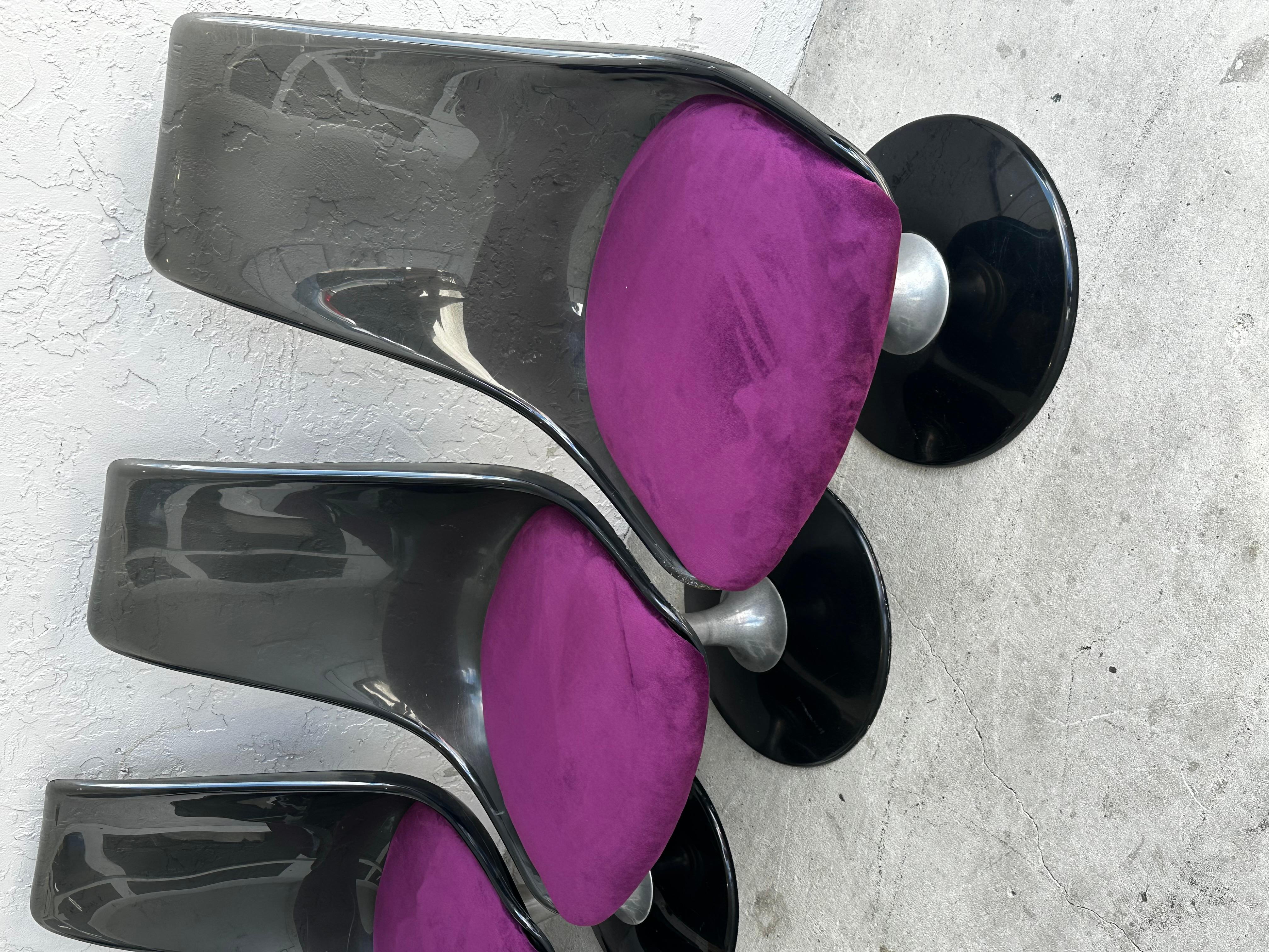 1970s Chromecraft Smoked Lucite Tulip Chairs Dining Table, Set of 5 For Sale 2