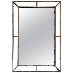 1970s Chromed Faux Bamboo Mirror, France