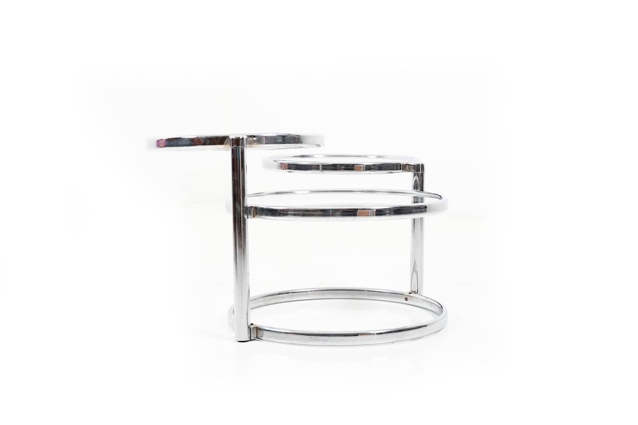 Late 20th Century 1970s Chromed Glass Table For Sale