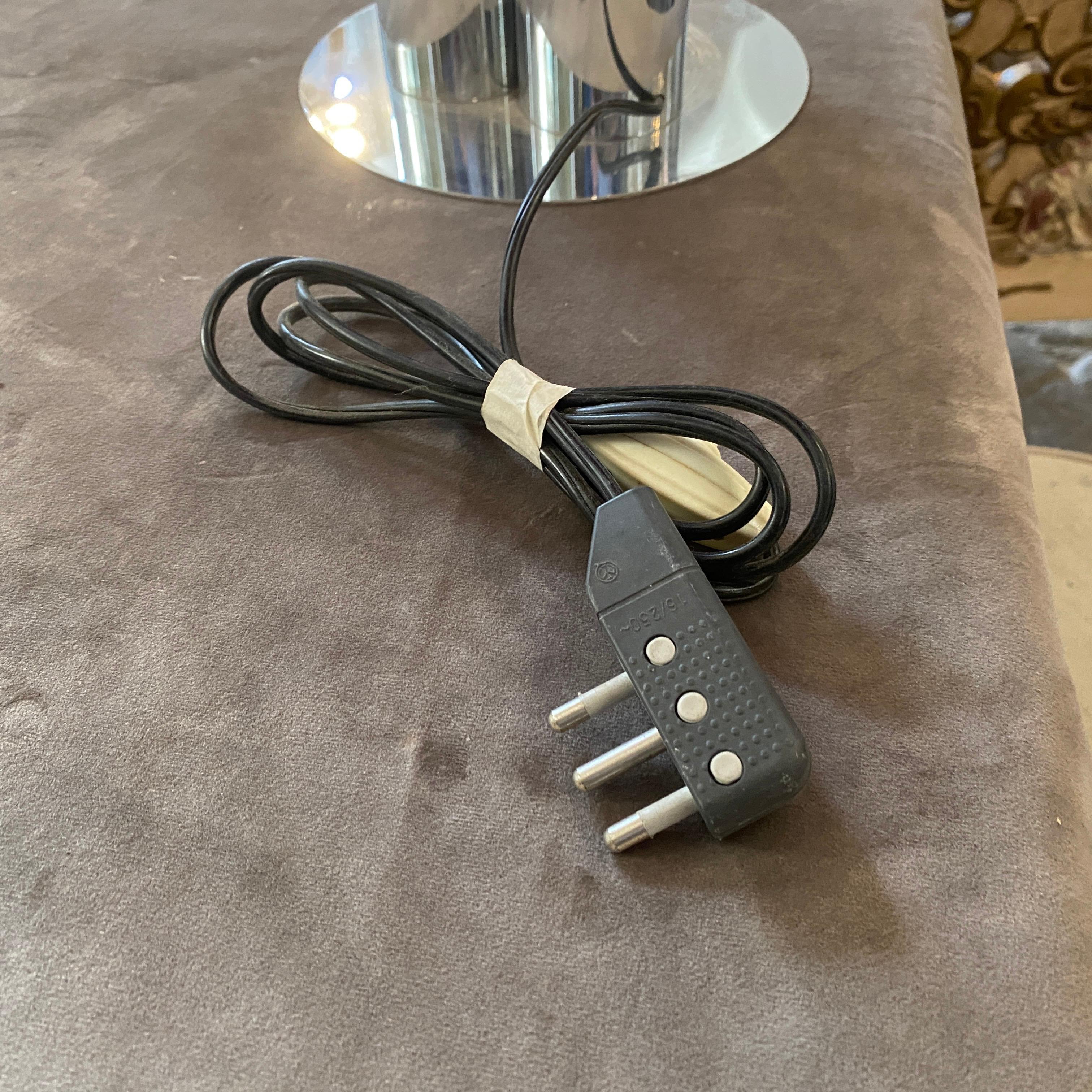 1970s Chromed Metal and Red Acrylic Space Age Italian Table Lamp 1