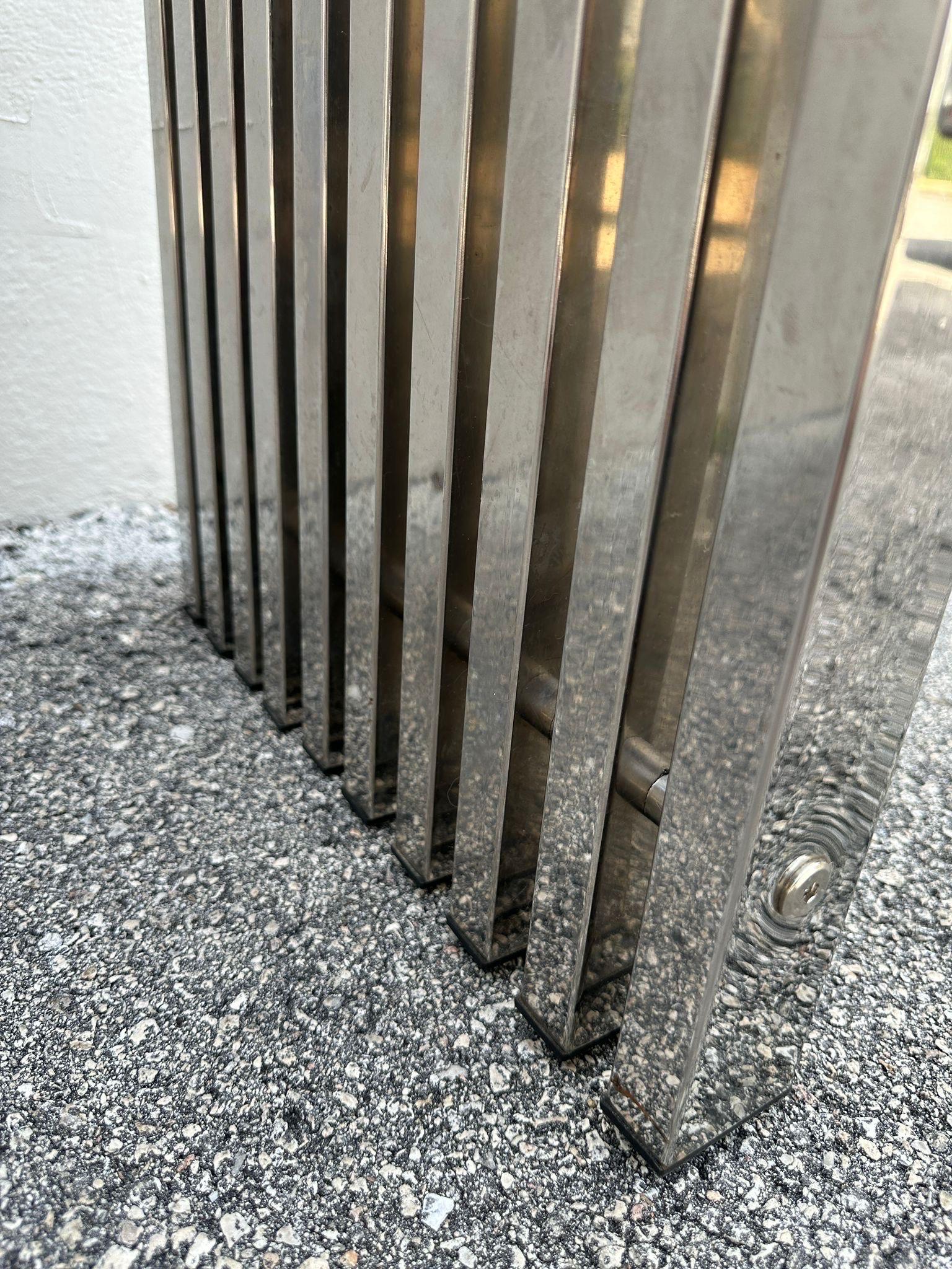 1970's Chromed Slat Waterfall Console in the style of Milo Baughman For Sale 3