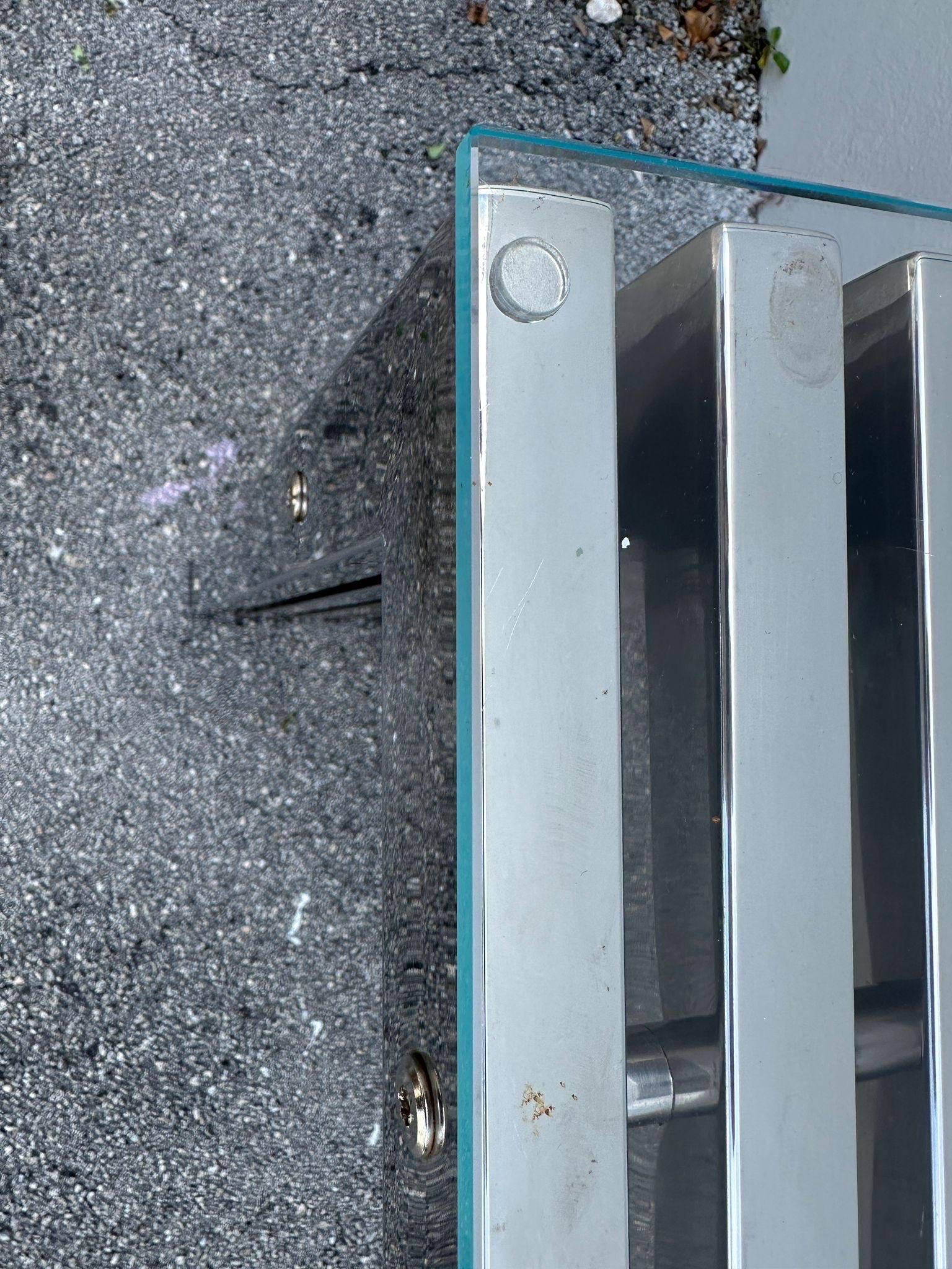 1970's Chromed Slat Waterfall Console in the style of Milo Baughman In Good Condition For Sale In North Miami, FL