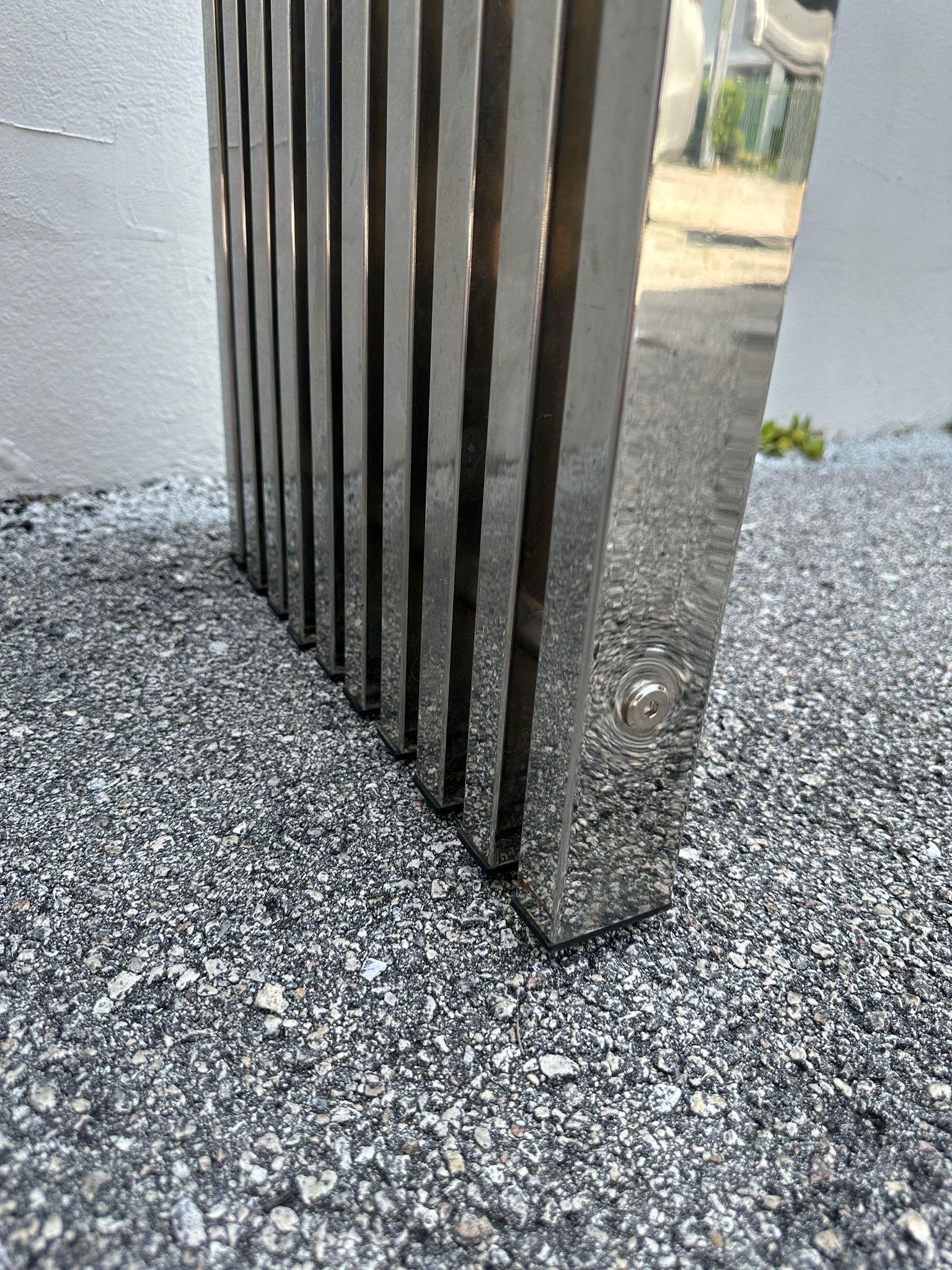 Late 20th Century 1970's Chromed Slat Waterfall Console in the style of Milo Baughman For Sale