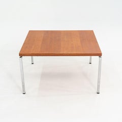 1970s Chromed Steel and Teak Coffee / End Table 33x33"