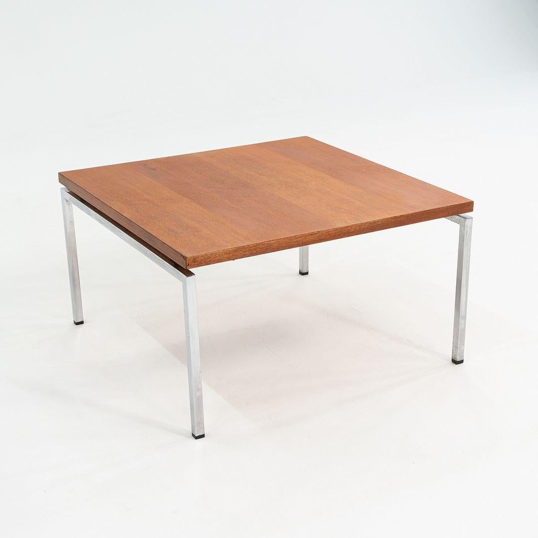 Moderne 1970s Chromed Steel and Teak Coffee / End Table 33x33