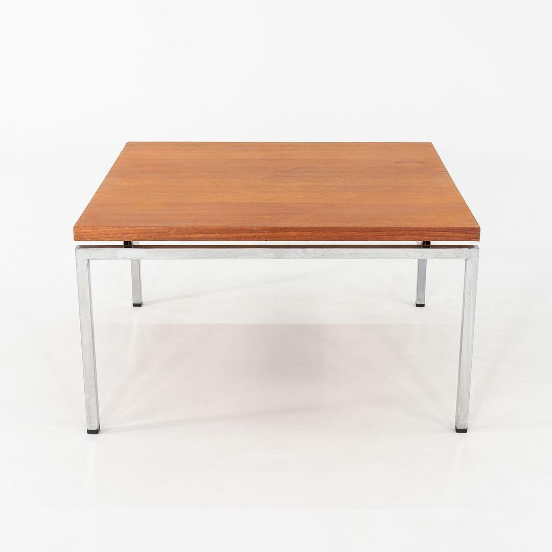 Teck 1970s Chromed Steel and Teak Coffee / End Table 33x33