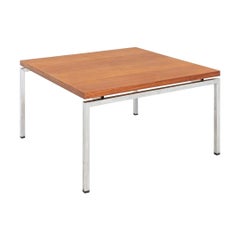 1970s Chromed Steel and Teak Coffee / End Table 33x33"