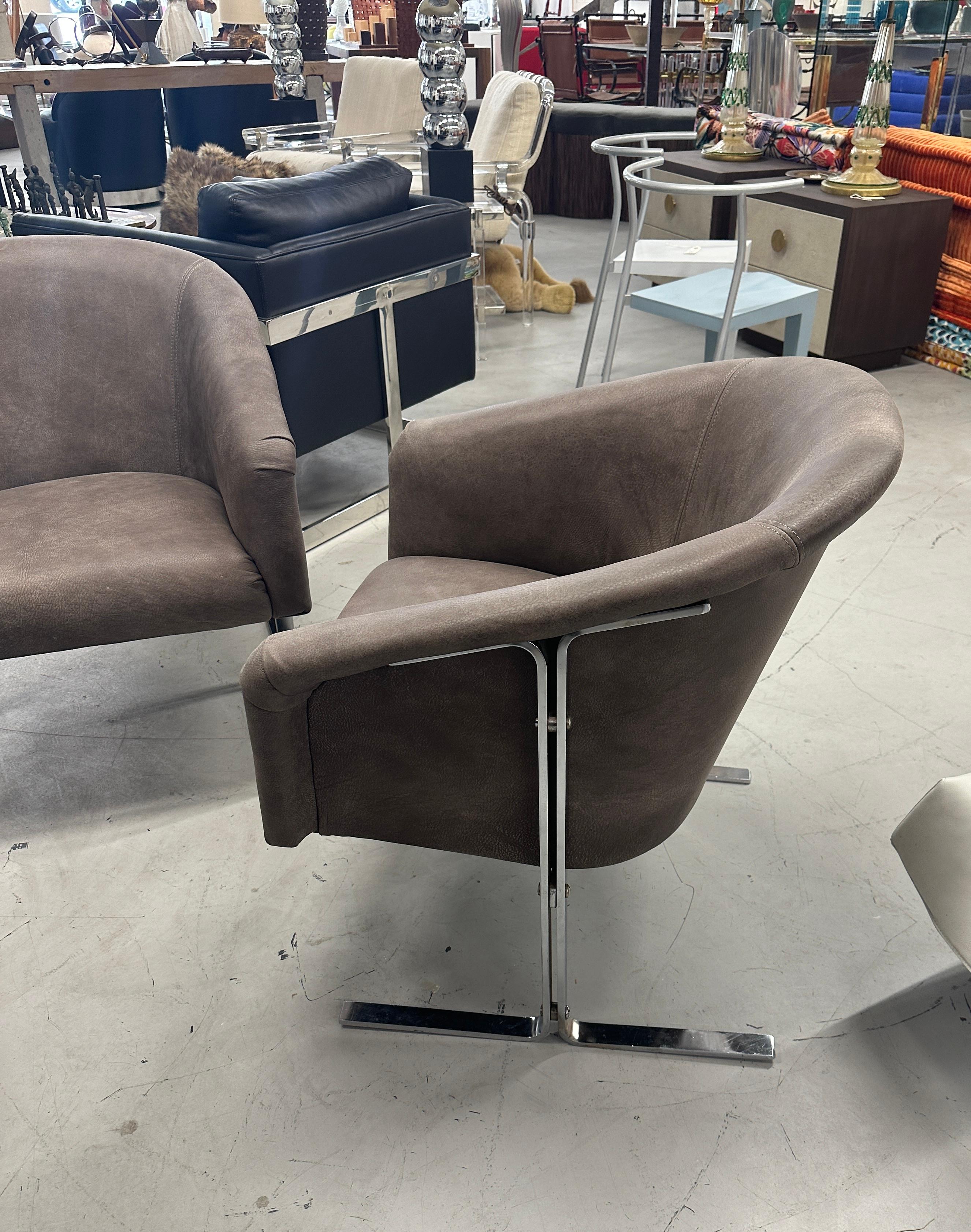 1970s Chromed Steel Leather Chairs For Sale 6