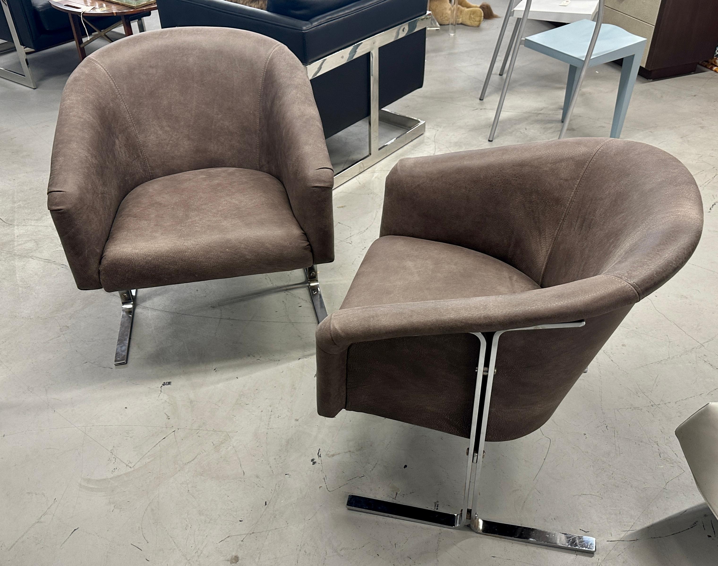 1970s Chromed Steel Leather Chairs For Sale 8