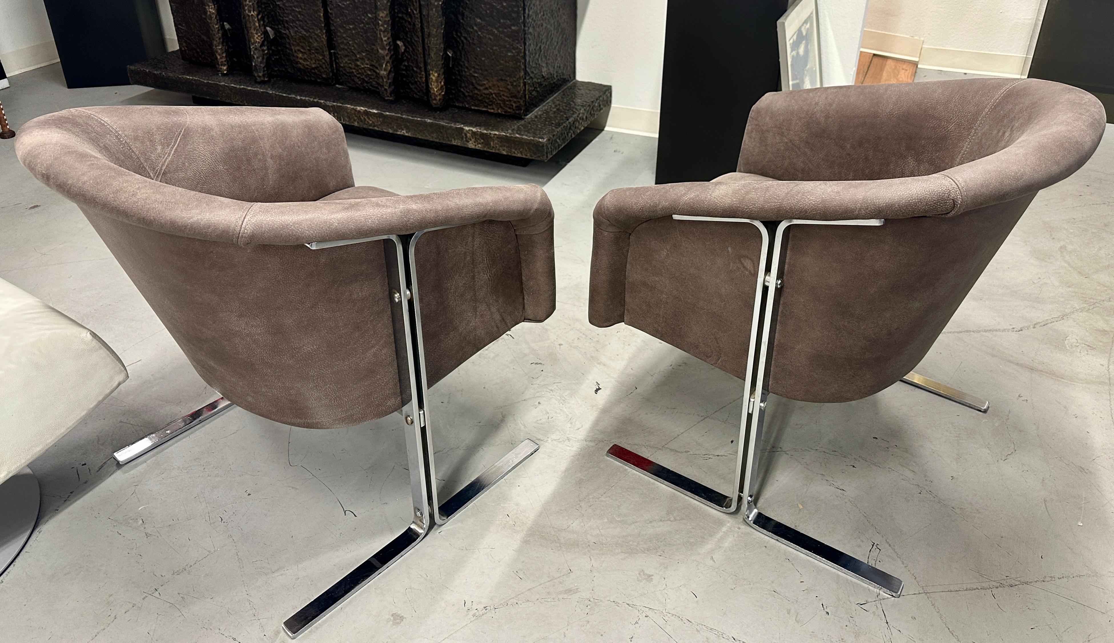 1970s Chromed Steel Leather Chairs For Sale 1