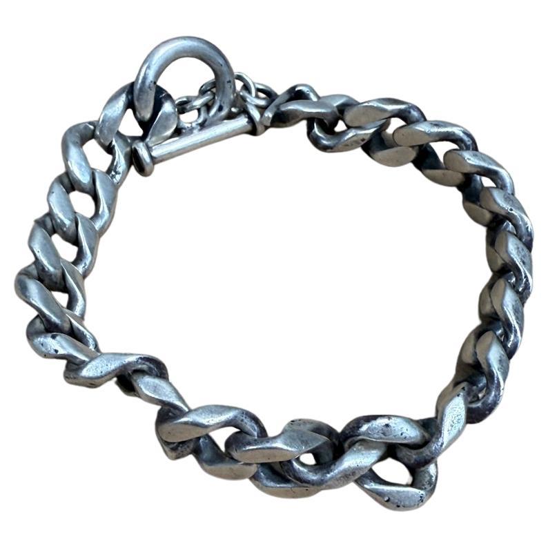1970s Chunky Cuban Link Sterling Silver Bracelet Taxco