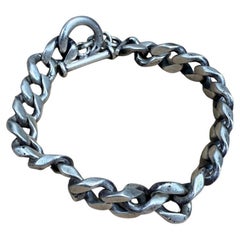 1970er Jahre Chunky Cuban Link Sterlingsilber-Armband Taxco